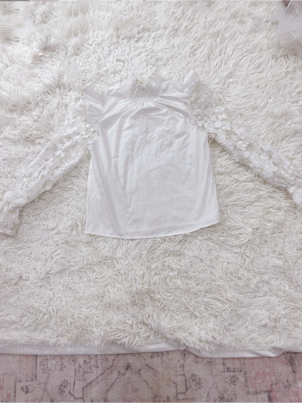 White Lace-Sleeve Women’s Top